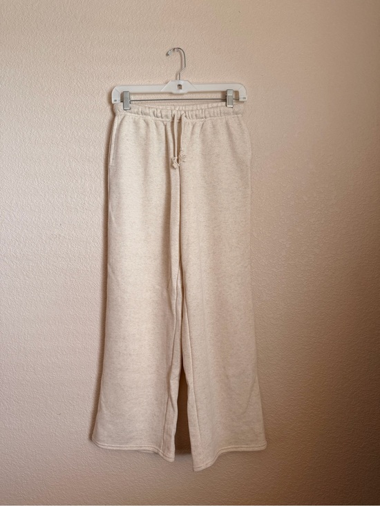 Pink Rose Pants - Pink Rose Cozy Wide-Leg Drawstring Cotton Sweatpants - Cream - NWOT